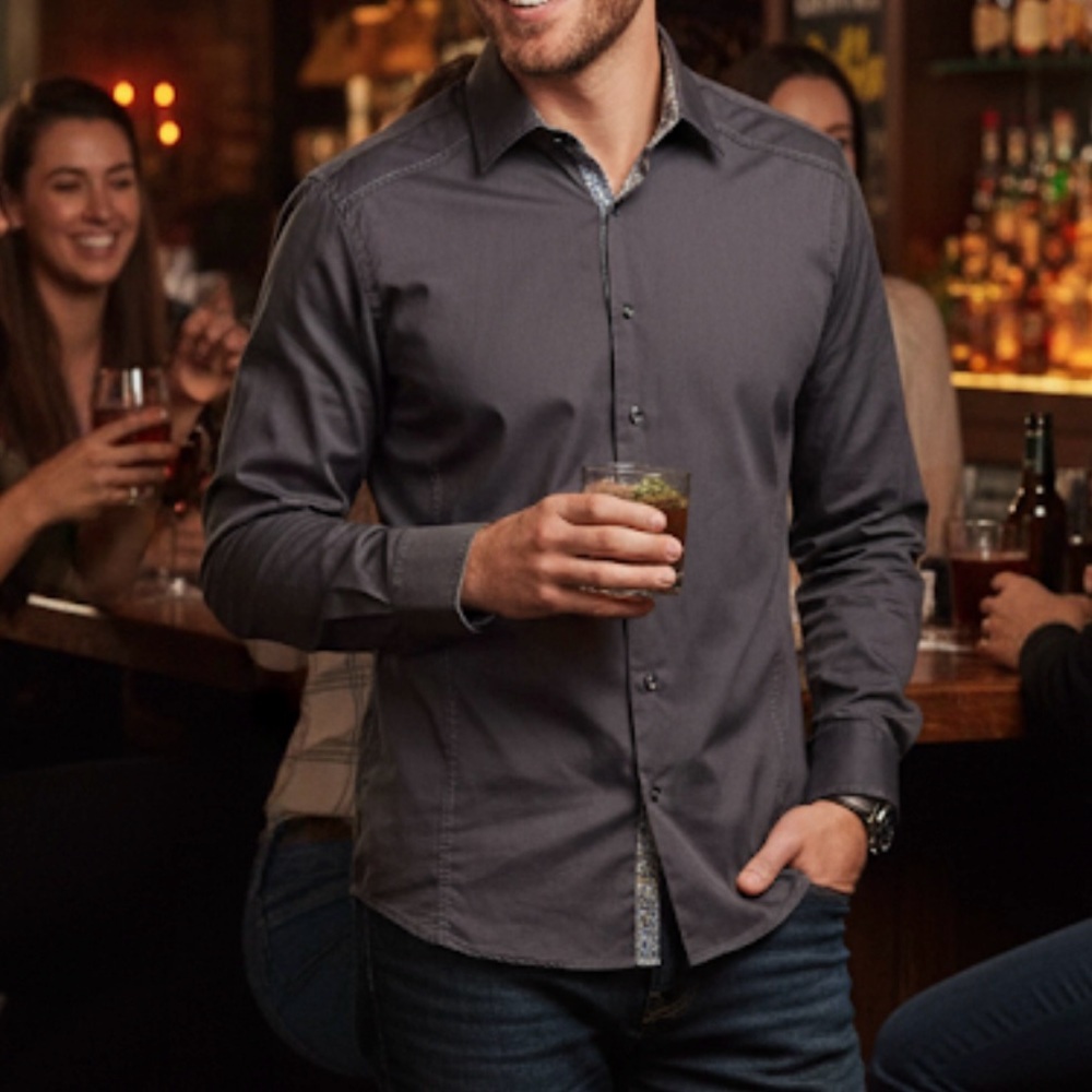 🔴 6/$25 SALE Etzo Slim Fit Gray Button Down Long Sleeves XXL